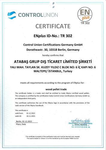 EnPlus Atabas Certificate