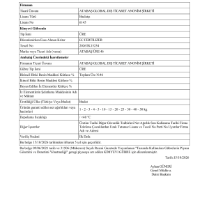 UREA CHEMICAL FERTILIZER REGISTRATION CERTIFICATE